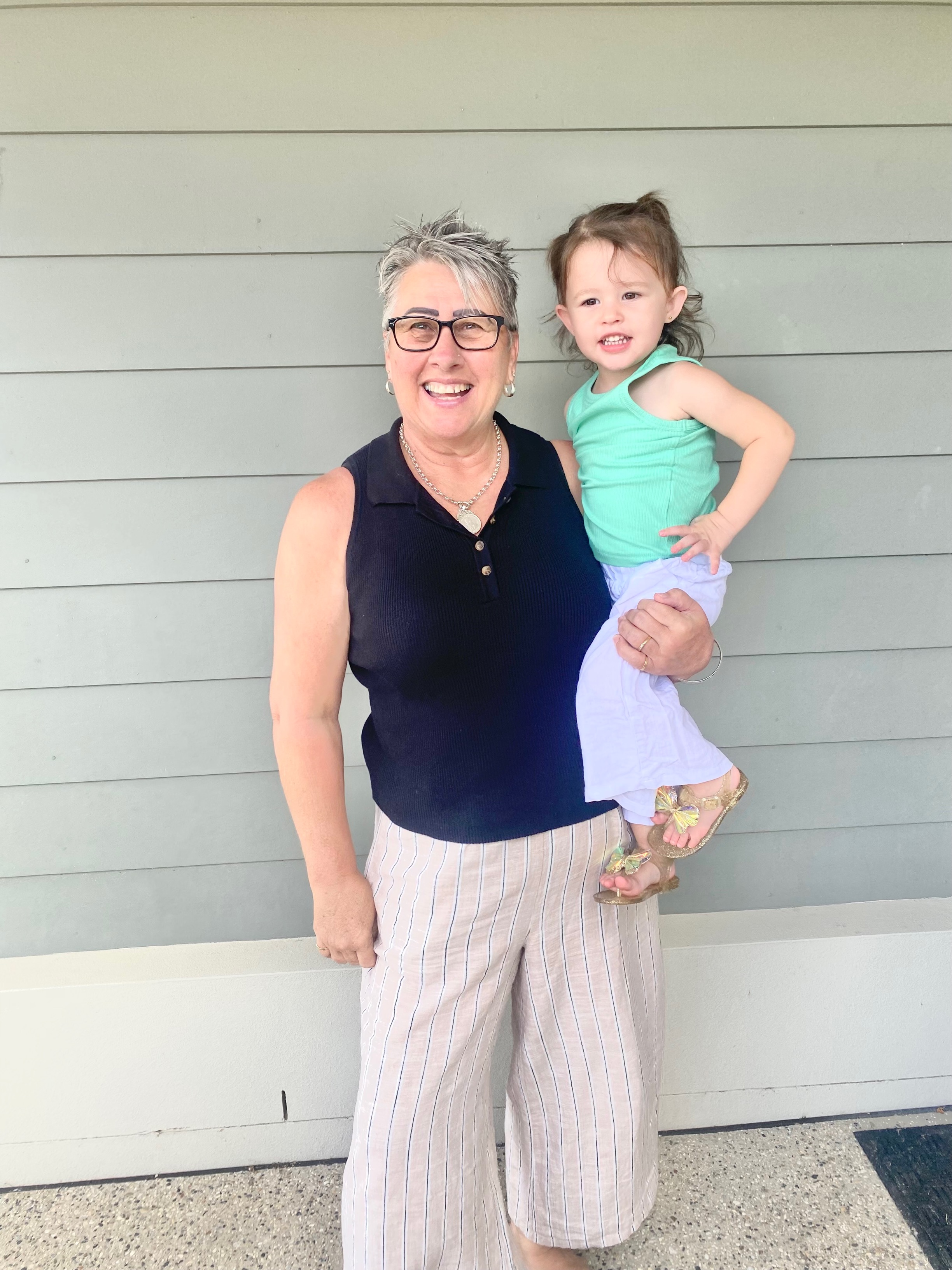 Karen and her two-year-old granddaughter